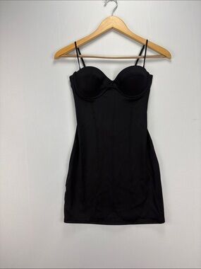 Zara Black Slip Dress with Built-In Cups